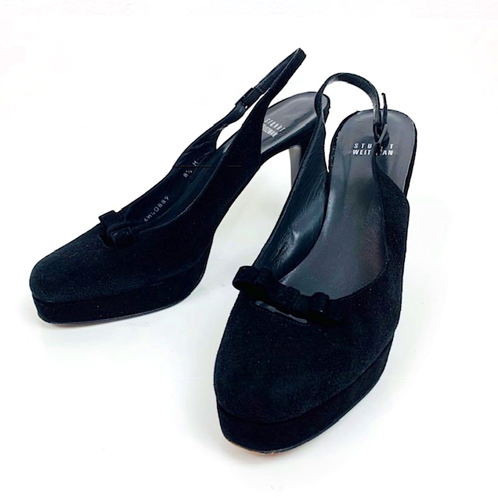 STUART WEITZMAN BLACK SUEDE PLATFORM HEELS.Sz 8.5